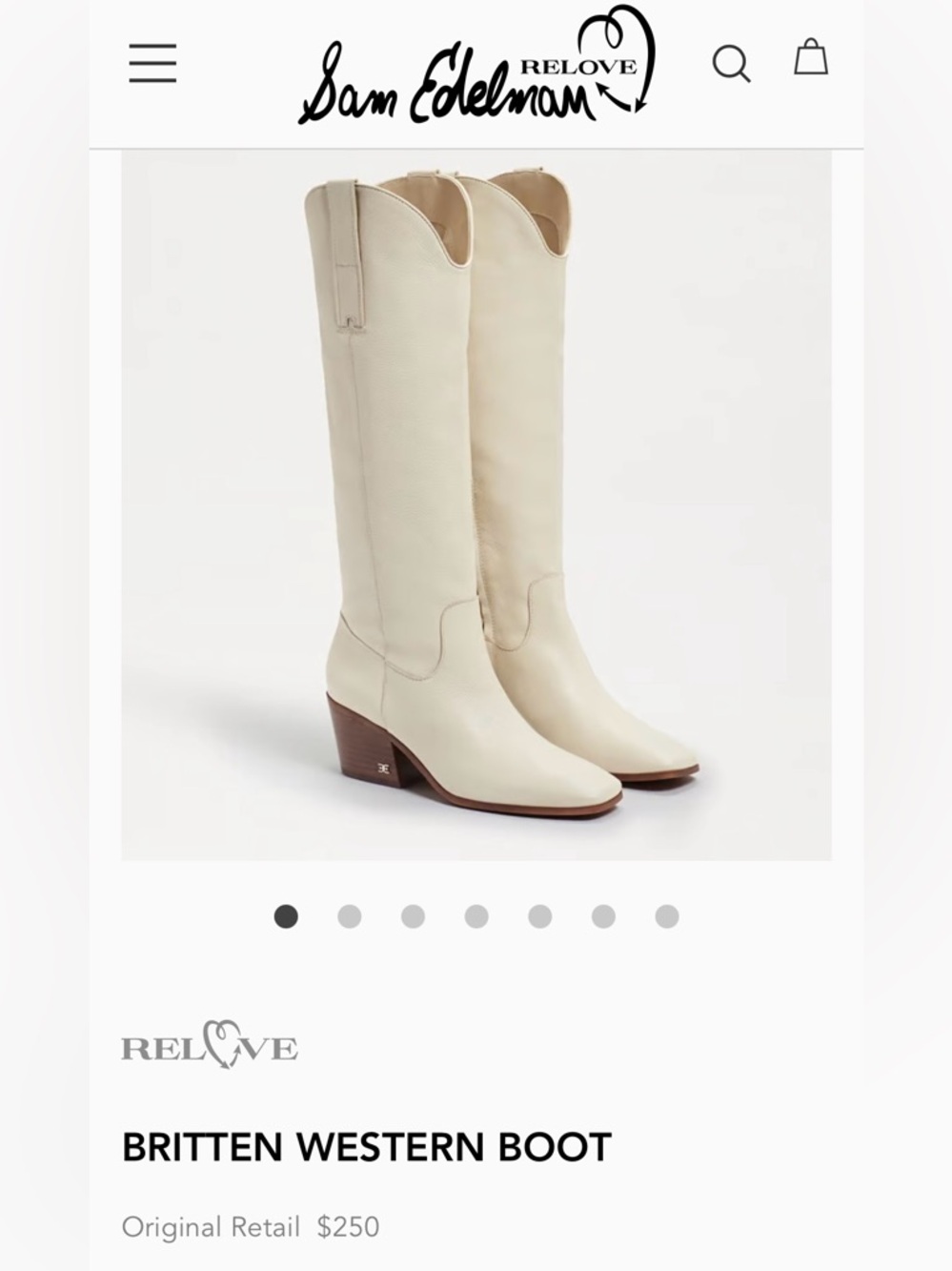 Sam Edelman Britten Western Leather Boots in Cream